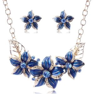 Crystal emaille bloem Sieraden sets voor vrouwen (blauw)
