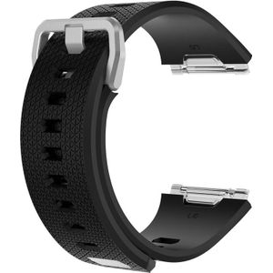 Voor Fitbit Ionic Herringbone Texture Siliconen Vervanging Polsband Watchband met Buckle  Size:S(Zwart)