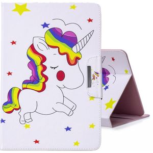 Voor 10 inch Tablet PC universele gekleurde tekening horizontale Flip PU lederen draagtas met houder & kaartsleuven (Rainbow Horse)