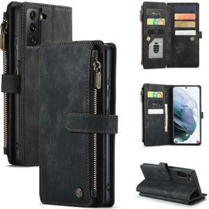 Voor Samsung Galaxy S21 + 5G CASEME-C30 PU + TPU Multifunctionele Horizontale Flip Lederen Case met Houder & Card Slot & Portemonnee & Rits Pocket (Zwart)