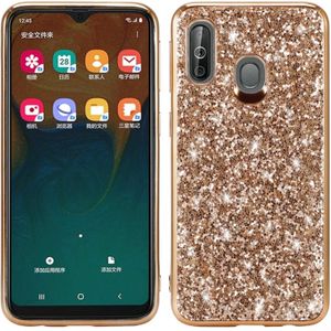 Glittery poeder schokbestendig TPU Case voor Galaxy A40 (goud)