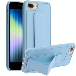 Schokbestendige PC + TPU beschermhoes met polsbandje & houder voor iPhone SE 2020 / 8 / 7(Lichtblauw)