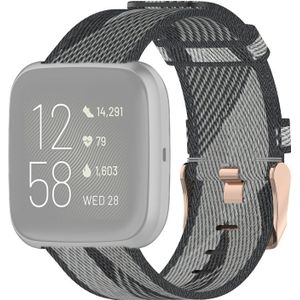 23mm Stripe Weave Nylon Polsband watch band voor Fitbit Versa 2  Fitbit Versa  Fitbit Versa Lite  Fitbit Blaze (Grijs)