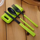 3 in 1 ABS vouwen dinnerware bestek vork Chopsticks set met opbergdoos buiten Camping wandelen reizen servies set (blauw)