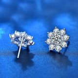 XEZ002 925 Silver Sun Flower Earrings Moissanite Diamond Personal Earrings(50 Points White Gold)
