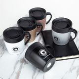 Handvat koffie mok RVS Thermos cups vacum kolf water fles bussiness draagbare Thermo Cup (grijs)