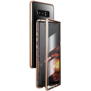 Voor Samsung Galaxy Note 8 Magnetic Metal Frame Dubbelzijdige Tempered Glass Case (Goud)