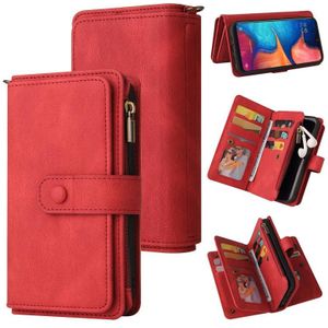 For Samsung Galaxy A20e Skin Feel PU + TPU Horizontal Flip Leather Case with Holder & 15 Cards Slot & Wallet & Zipper Pocket & Lanyard(Red)