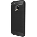 Voor Motorola Moto G5 Plus geborsteld koolstofvezel textuur schokbestendige TPU beschermhoes Case(Black)