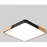 Wood Macaron LED Square Ceiling Lamp  Stepless Dimming  Size:30cm(Black)