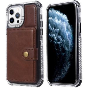 Portemonnee Kaart Schokbestendige Telefoon Case voor iPhone 12 Pro Max (Brown)