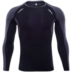 SIGETU Men Elastic Workout Sportwear met lange mouwen (kleur:zwartgrijs formaat:XXL)