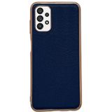 Voor Samsung Galaxy A53 5G Echt Leer Luolai Serie Nano Galvaniseren Telefoon Case (Donkerblauw)