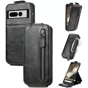 Voor Google Pixel 7 Pro Zipper Wallet Vertical Flip Leather Phone Case (Zwart)