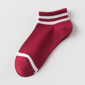 20 Pairs College Wind gestreepte boot sokken vrouwen casual leuke sokken (wijn rood)