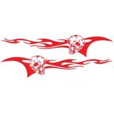 2 PCS/Set D-964 Skull Flame Pattern Car Modified Decorative Sticker(Red)