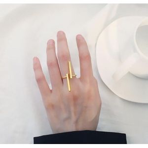 Creatieve eenvoudige geometrie opening vinger ringen persoonlijkheid sieraden (goud)