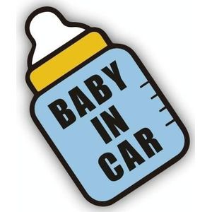 10 stuks er is een baby in de auto stickers waarschuwingsstickers stijl: CT223y blauwe bodem fles zelfklevende stickers