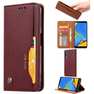 Knead huidtextuur horizontale Flip lederen case voor Galaxy A7 (2018)/A750  met foto frame & houder & kaartsleuven & portemonnee (wijn rood)