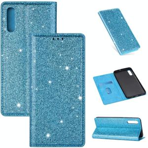 Voor Samsung Galaxy A70 Ultrathin Glitter Magnetic Horizontal Flip Leather Case met Holder & Card Slots (Sky Blue)