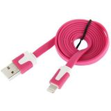 Platte Noodle Stijl USB Sync Data / laad Kabel voor iPhone 6 / 6S & 6 Plus / 6S Plus, iPhone 5 & 5S & 5C, iPad Air, iPad mini, mini 2 Retina, Kabel Lengte: 2 meter (hard roze)