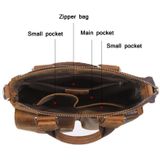 B259 Retro Bedrijf Mannen Tas Verticale Draagbare Aktentas Messenger Bag  Grootte: 34x33x6cm (Brown)
