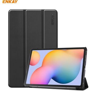 ENKAY ENK-8002 Voor Samsung Galaxy Tab S6 Lite P610 / P615 PU Leder + Plastic Smart Case met drie vouwen houder(Zwart)