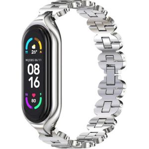 Voor Xiaomi Mi Band 5 /6 Mijobs Bone Chain Double Hole Metal Watch Band (Silver)
