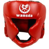 WANSDA WSD001 verstelbare volwassen fighting training helm boksen beschermende Gear (rood)