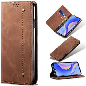 Voor Huawei nova Y90 4G/Geniet 50 Pro Denim Textuur Casual Stijl Horizontale Flip Lederen Telefoon Case (Bruin)