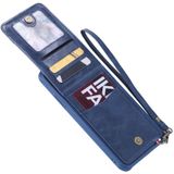 Voor iPhone XS Max Vertical Flip Shockproof Leather Protective Case met Short Rope  Support Card Slots & Bracket & Photo Holder & Wallet Function(Blue)