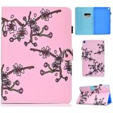 Voor Galaxy Tab S6 Lite Naaideraden horizontaal gespoten platte leren behuizing met Pen Cover & Anti Skid Strip & Card Slot & Holder(Plum Blossom)