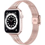 14mm Seven-Beads Double Safety Buckle Slim Staal Vervanging Strap Horlogeband Voor Apple Watch Series 6 & SE & 5 & 4 44mm / 3 & 2 & 1 42mm (Pink Gold)