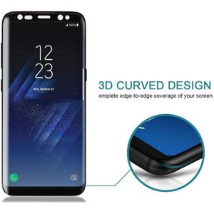 Voor Galaxy S8 PLUS / G955 0 26 mm 9H oppervlaktehardheid 3D gebogen zeefdruk volledige scherm gehard glas Screen Protector met Adhesive(Black)