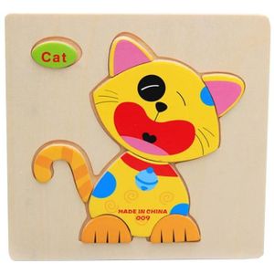 10 stks Kinderen Educatief Speelgoed Houten Cartoon Jigsaw Puzzle (Cat)