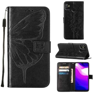 For Tecno Pop 5 Go Embossed Butterfly Leather Phone Case(Black)