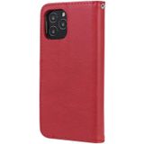 Voor iPhone 12 / 12 Pro 2 in 1 Solid Color Afneembare PU Lederen case met kaartslots & magnetische houder & fotolijst & portemonnee & riem(rood)