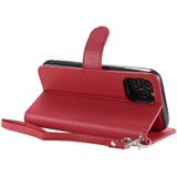 Voor iPhone 12 / 12 Pro 2 in 1 Solid Color Afneembare PU Lederen case met kaartslots & magnetische houder & fotolijst & portemonnee & riem(rood)