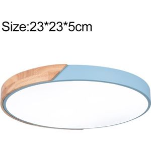 Wood Macaron LED Round Ceiling Lamp  Stepless Dimming  Size:23cm(Blue)