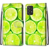 For Samsung Galaxy A53 5G Coloured Drawing Cross Texture Horizontal Flip PU Phone Leather Case with Holder & Card Slots & Wallet & Lanyard(Colorful Layer(Lime)