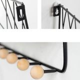 Wall Hook Rack Home Wall Decoratie Creatieve multifunctionele partitie smeedijzeren rek  grootte: Groot (Zwart)