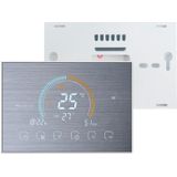 BHT-8000-GC-SS Geborsteld roestvrij staal Spiegelbediening Water- / gasboiler Verwarming Energiebesparend en milieuvriendelijk Smart Home Negatief display Lcd-scherm Ronde kamerthermostaat zonder wifi