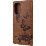 Voor Xiaomi Redmi Note 10 Butterflies Embossing Horizontale Flip Leren Case Met Houder & Card Slots & Portemonnee (Bruin)