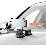 Dual Suction Cup Mount Phone Holder with Tripod Adapter & Steel Tether & Safety Buckle(Black)