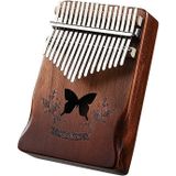 17 Tone Acacia Wood Thumb Piano Kalimba Muziekinstrumenten (Brown-Butterfly)