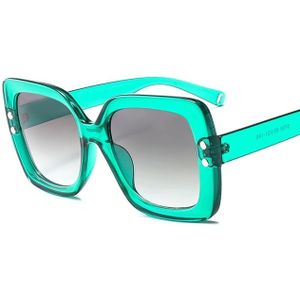 2 stuks extra grote zonnebrillen vrouwen luxe transparante gradint zonnebril grote frame Vintage brillen UV400 glazen (groen)