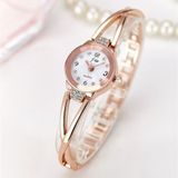 2 stuks stalen riem Diamond mirror digitale schaal quartz horloge armband horloge voor vrouwen (Rose goud)