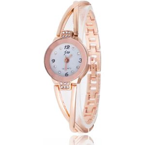 2 stuks stalen riem Diamond mirror digitale schaal quartz horloge armband horloge voor vrouwen (Rose goud)