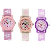 JNEW A335-86195 Kinderen Cute Cartoon Waterdichte Time Cognitive Quartz horloge (Sakura (Pink))