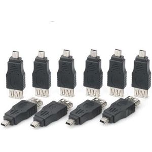 10 stuks USB Female naar Mini USB mannelijke Adapter(zwart)
